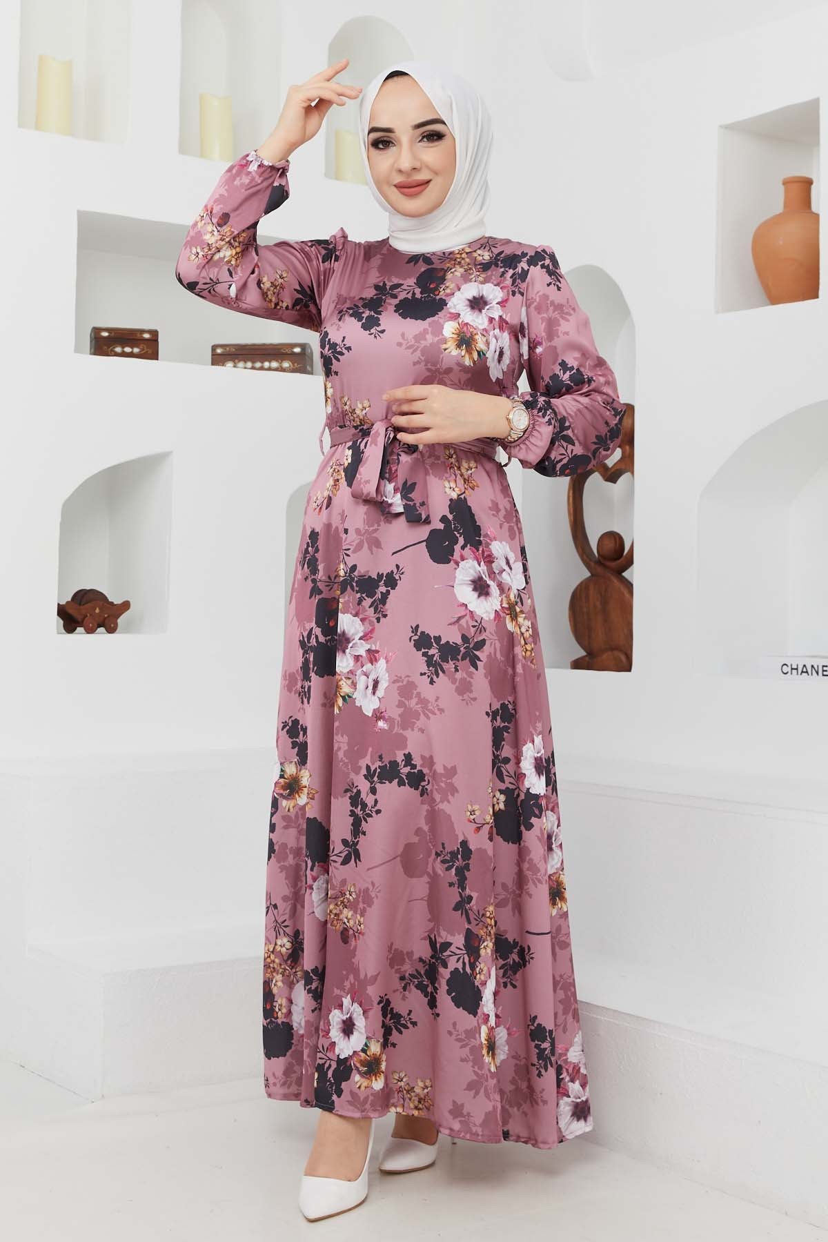 Ayşe Saten Elbise - Lila