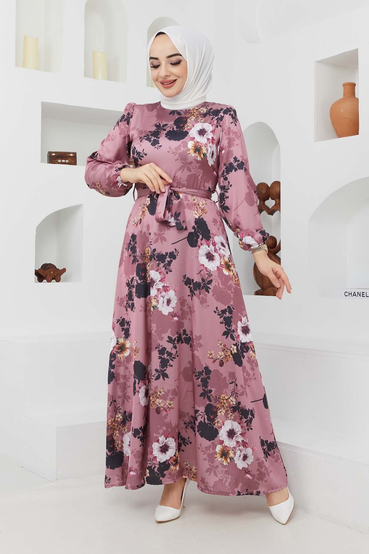 Ayşe Saten Elbise - Lila