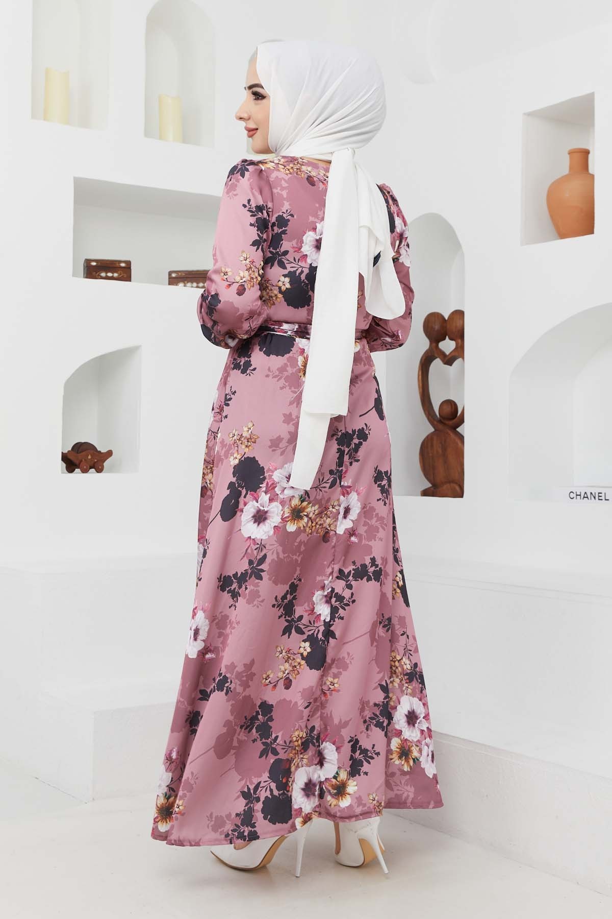 Ayşe Saten Elbise - Lila