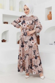 Ayşe Saten Elbise - Bej