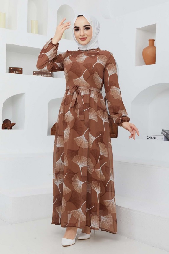 Filiz Şifon Elbise - Taba