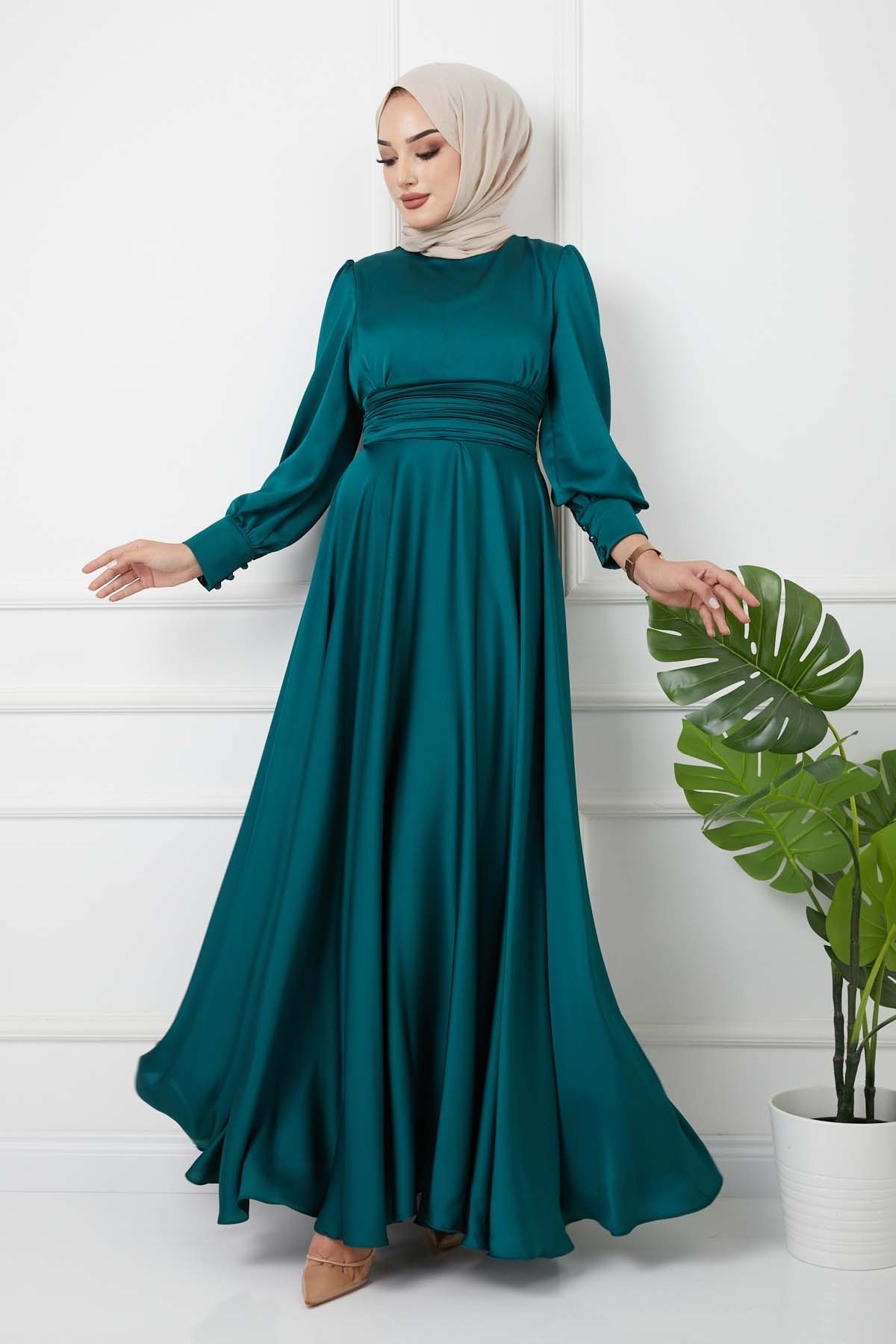 Beli Piliseli Abiye - Yeşil