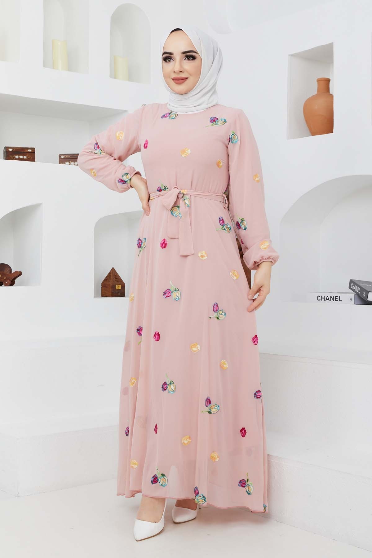 Alya Şifon Elbise - Gül Kurusu