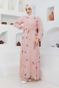 Alya Şifon Elbise - Gül Kurusu