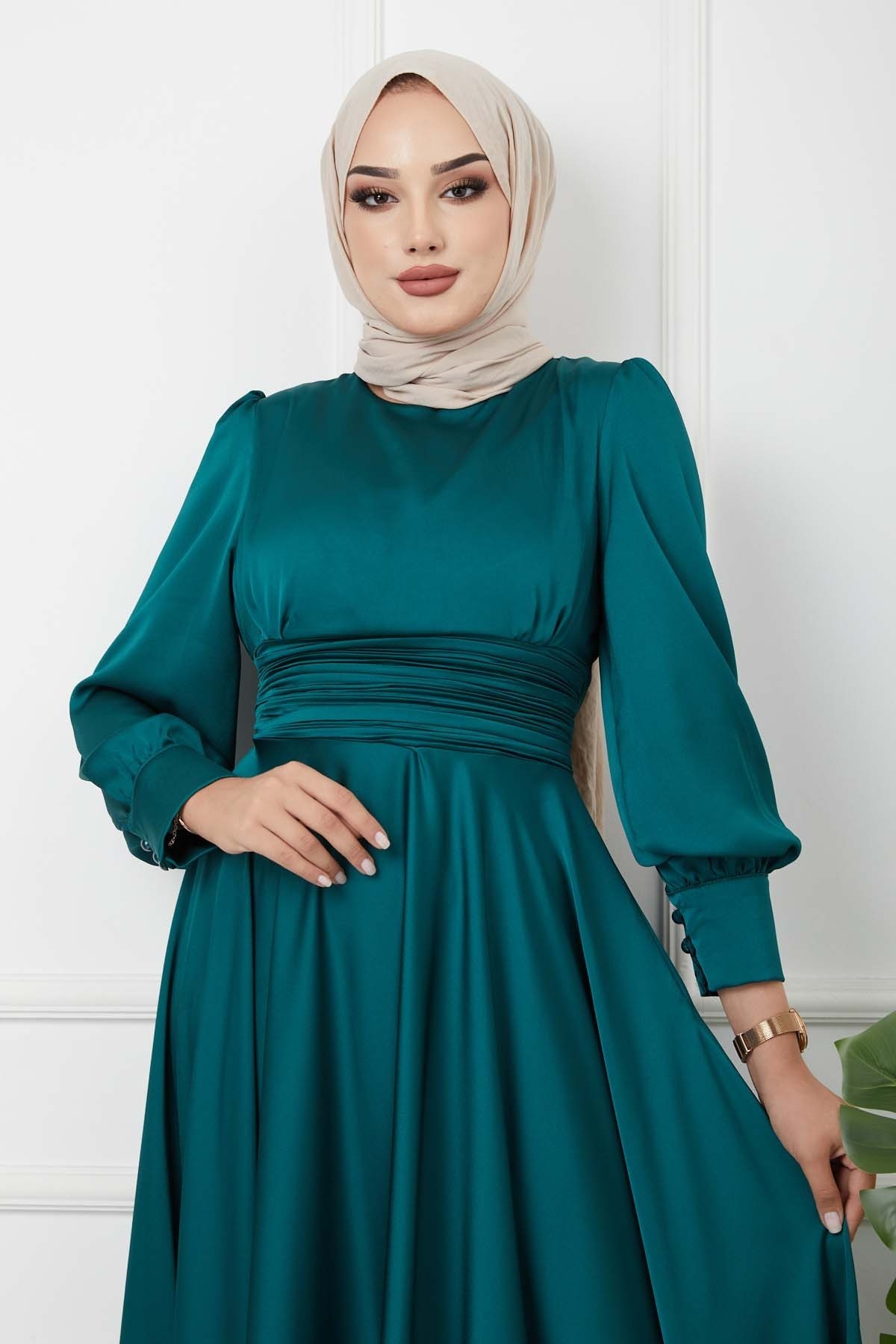 Beli Piliseli Abiye - Yeşil