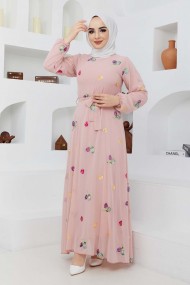 Alya Şifon Elbise - Gül Kurusu