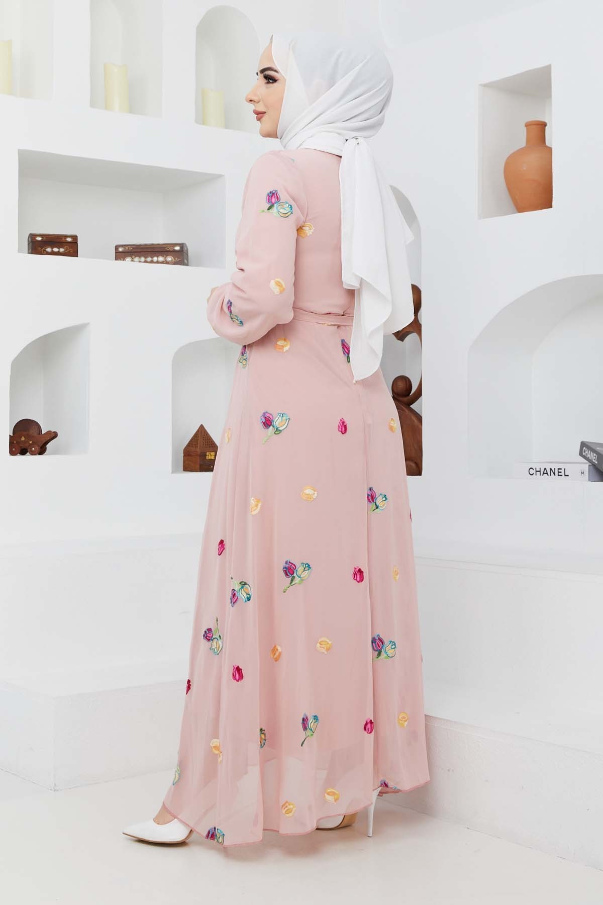 Alya Şifon Elbise - Gül Kurusu