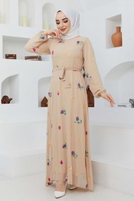 Alya Şifon Elbise - Bej