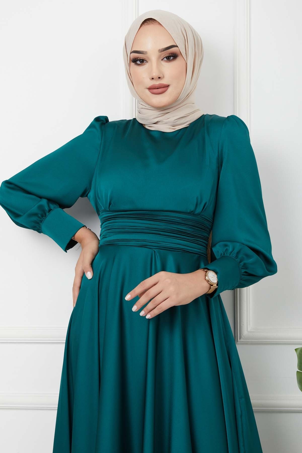 Beli Piliseli Abiye - Yeşil