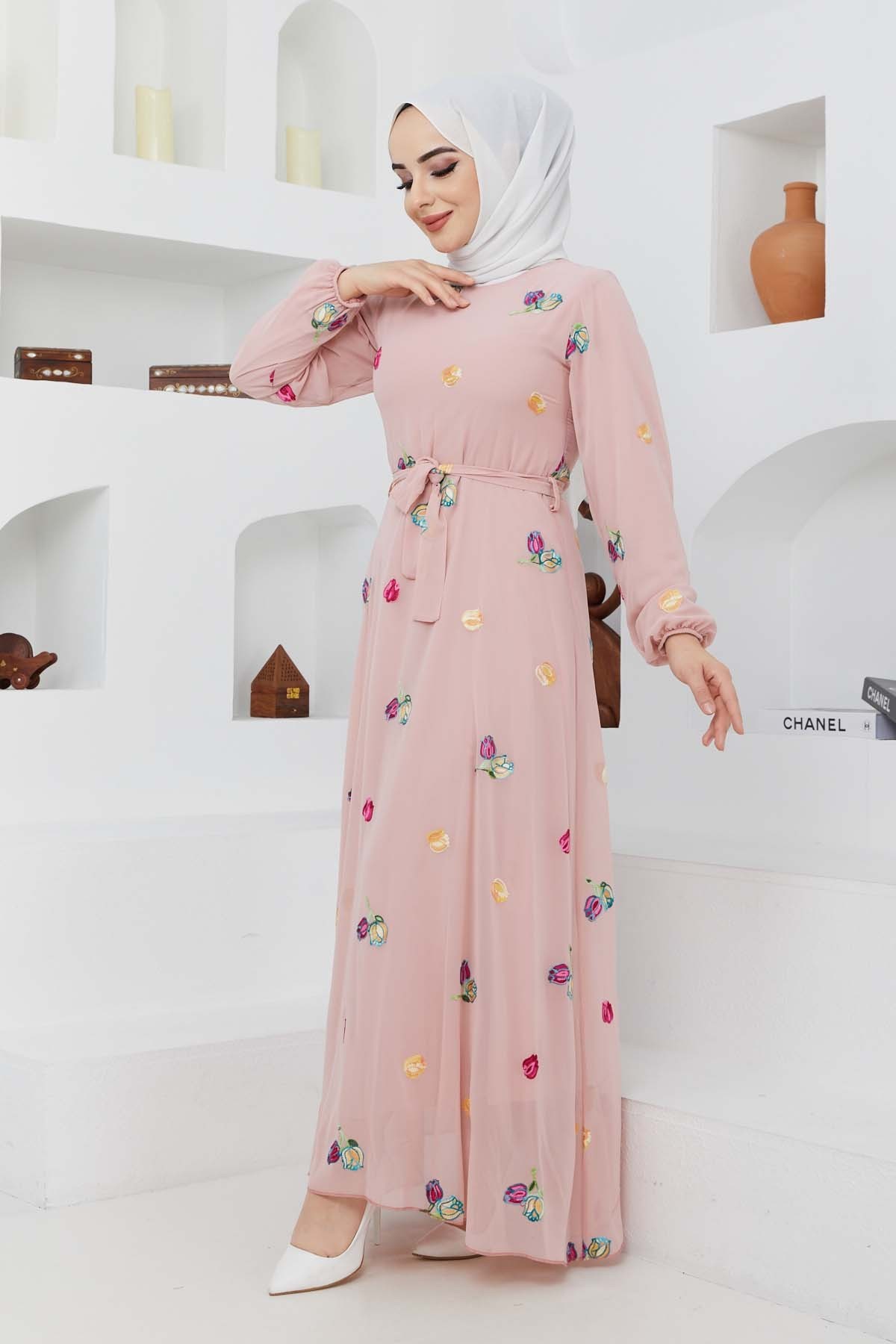 Alya Şifon Elbise - Gül Kurusu