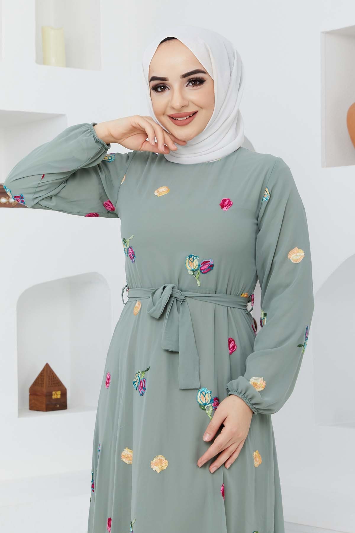 Alya Şifon Elbise - Yeşil