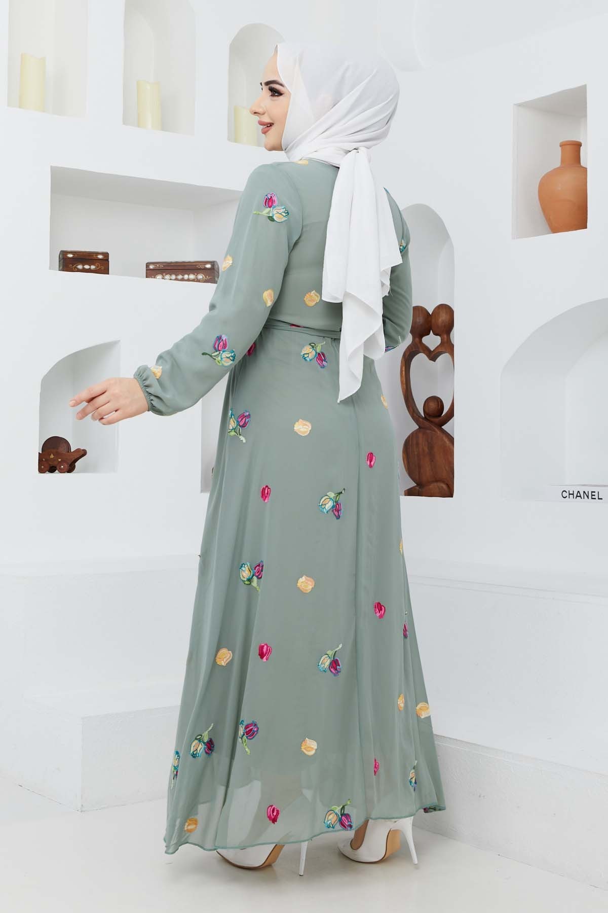 Alya Şifon Elbise - Yeşil