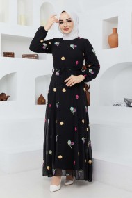 Alya Şifon Elbise - Siyah