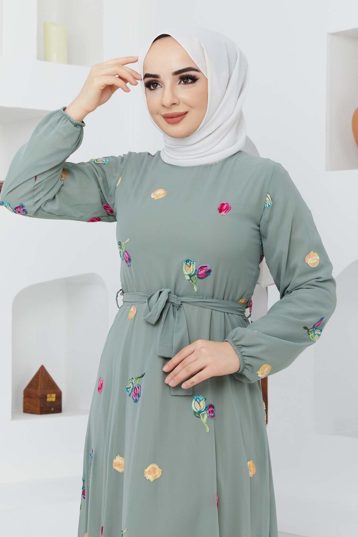 Alya Şifon Elbise - Yeşil