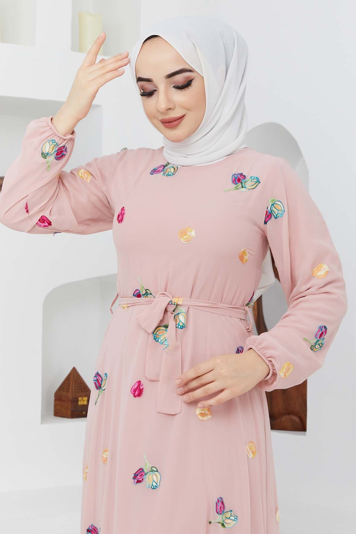 Alya Şifon Elbise - Gül Kurusu