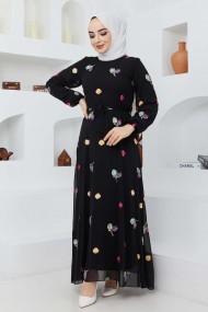 Alya Şifon Elbise - Siyah