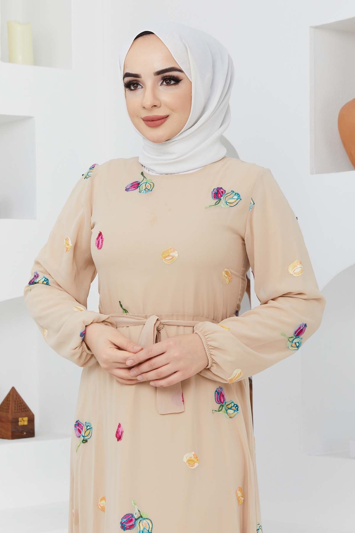 Alya Şifon Elbise - Bej