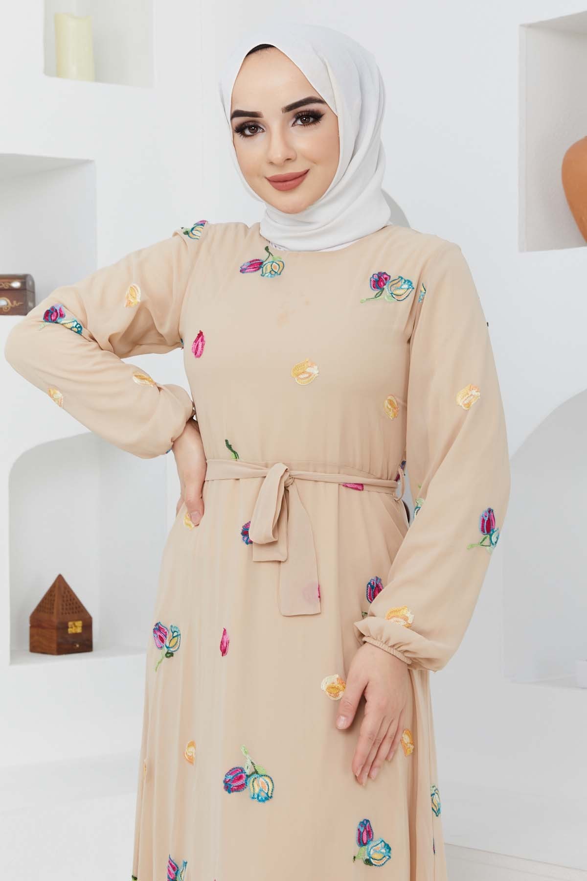 Alya Şifon Elbise - Bej