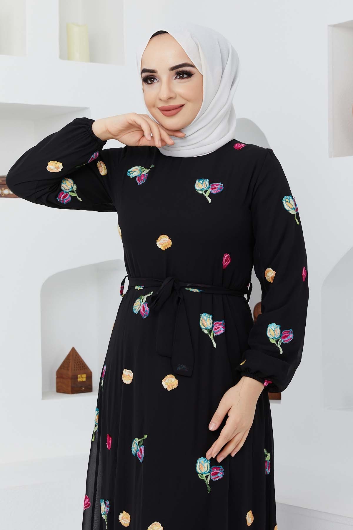 Alya Şifon Elbise - Siyah