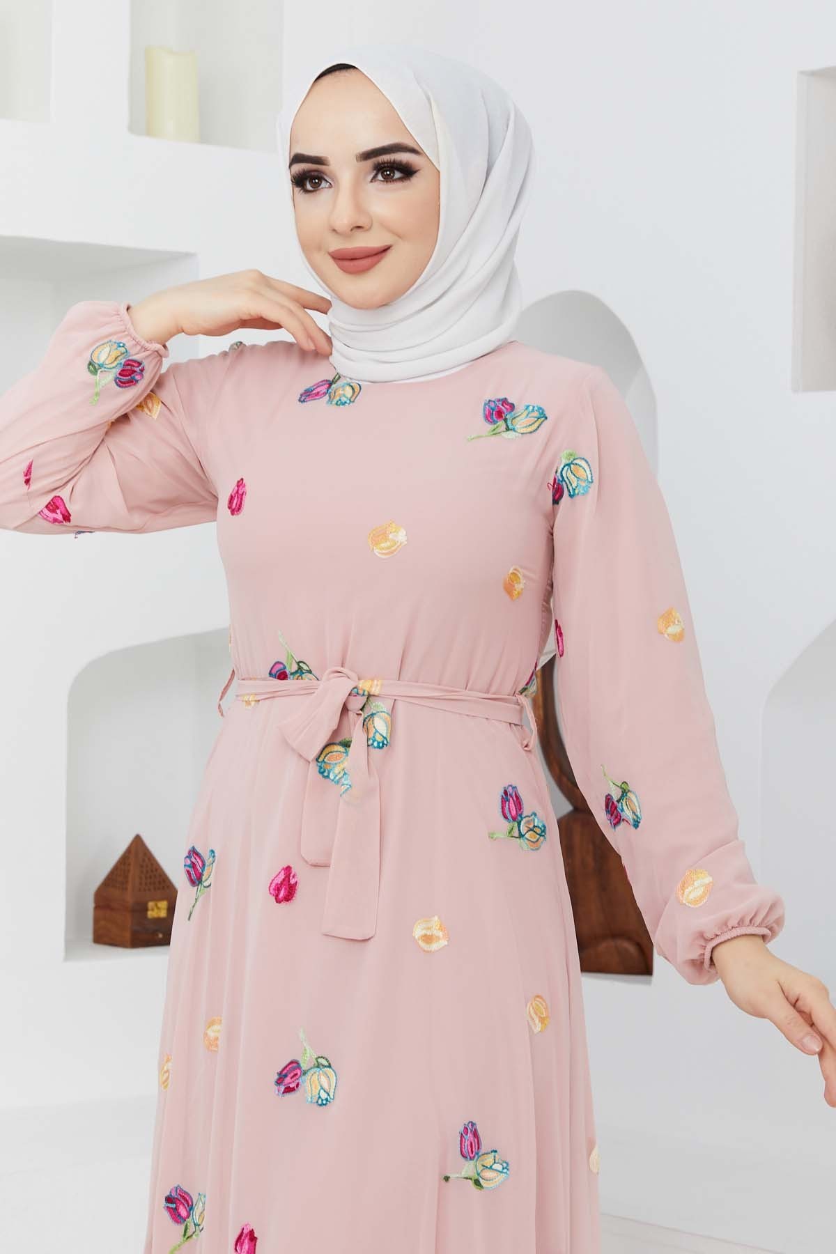 Alya Şifon Elbise - Gül Kurusu