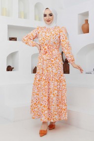 Cankız Çiçek Elbise - Oranj