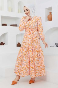 Cankız Çiçek Elbise - Oranj