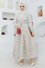 Cankız Çiçek Elbise - Yeşil