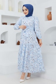 Cankız Çiçek Elbise - Bebe Mavi