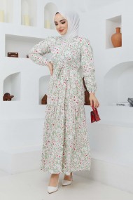 Cankız Çiçek Elbise - Yeşil