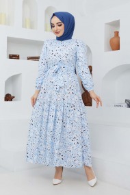 Cankız Çiçek Elbise - Bebe Mavi