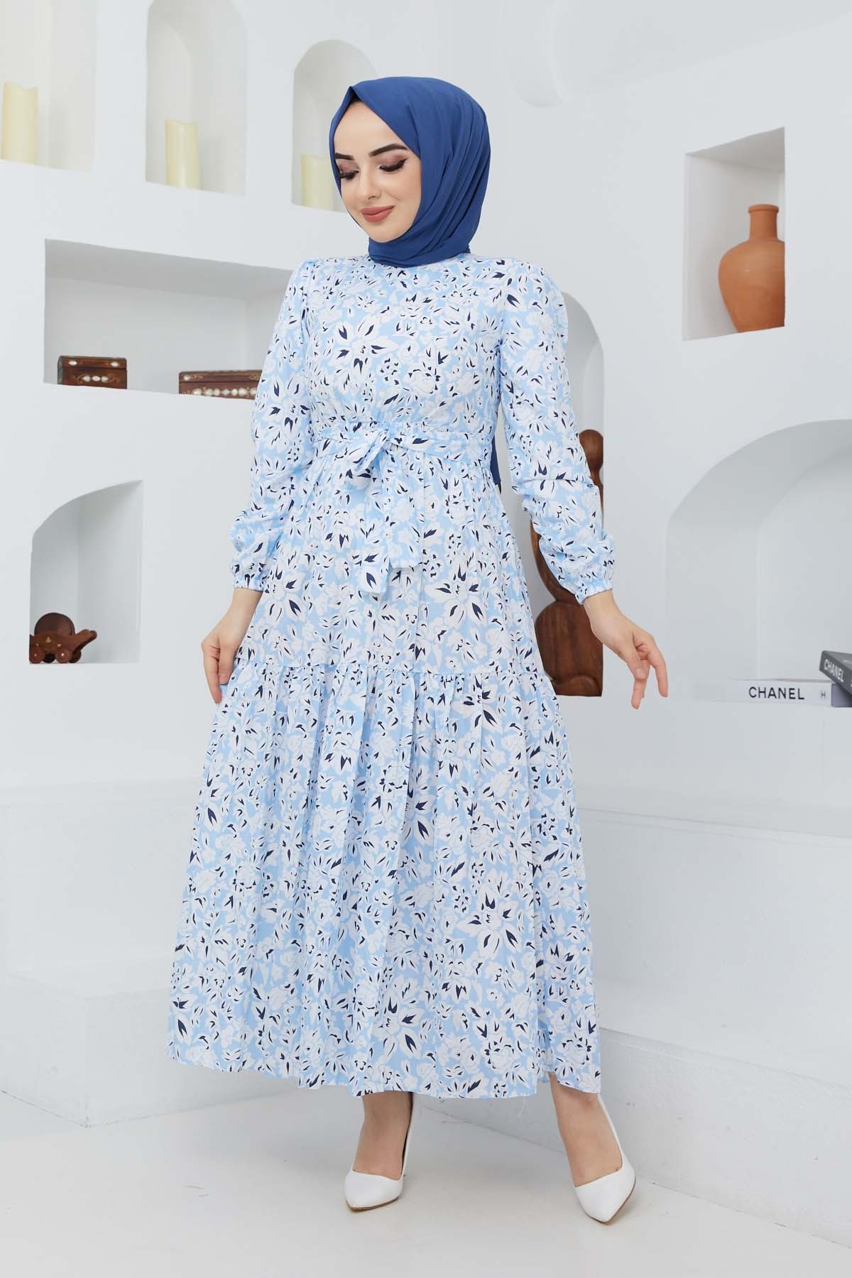 Cankız Çiçek Elbise - Bebe Mavi