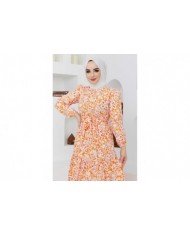 Cankız Çiçek Elbise - Oranj