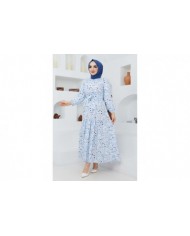 Cankız Çiçek Elbise - Bebe Mavi