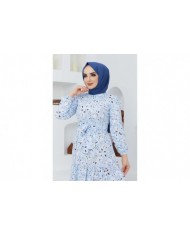 Cankız Çiçek Elbise - Bebe Mavi