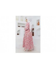 Cankız Çiçek Elbise - Kırmızı