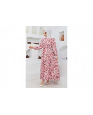 Cankız Çiçek Elbise - Kırmızı