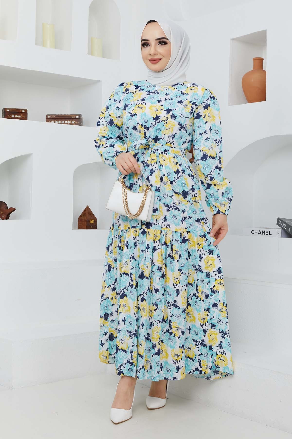 Cankız Çiçek Elbise - Sarı