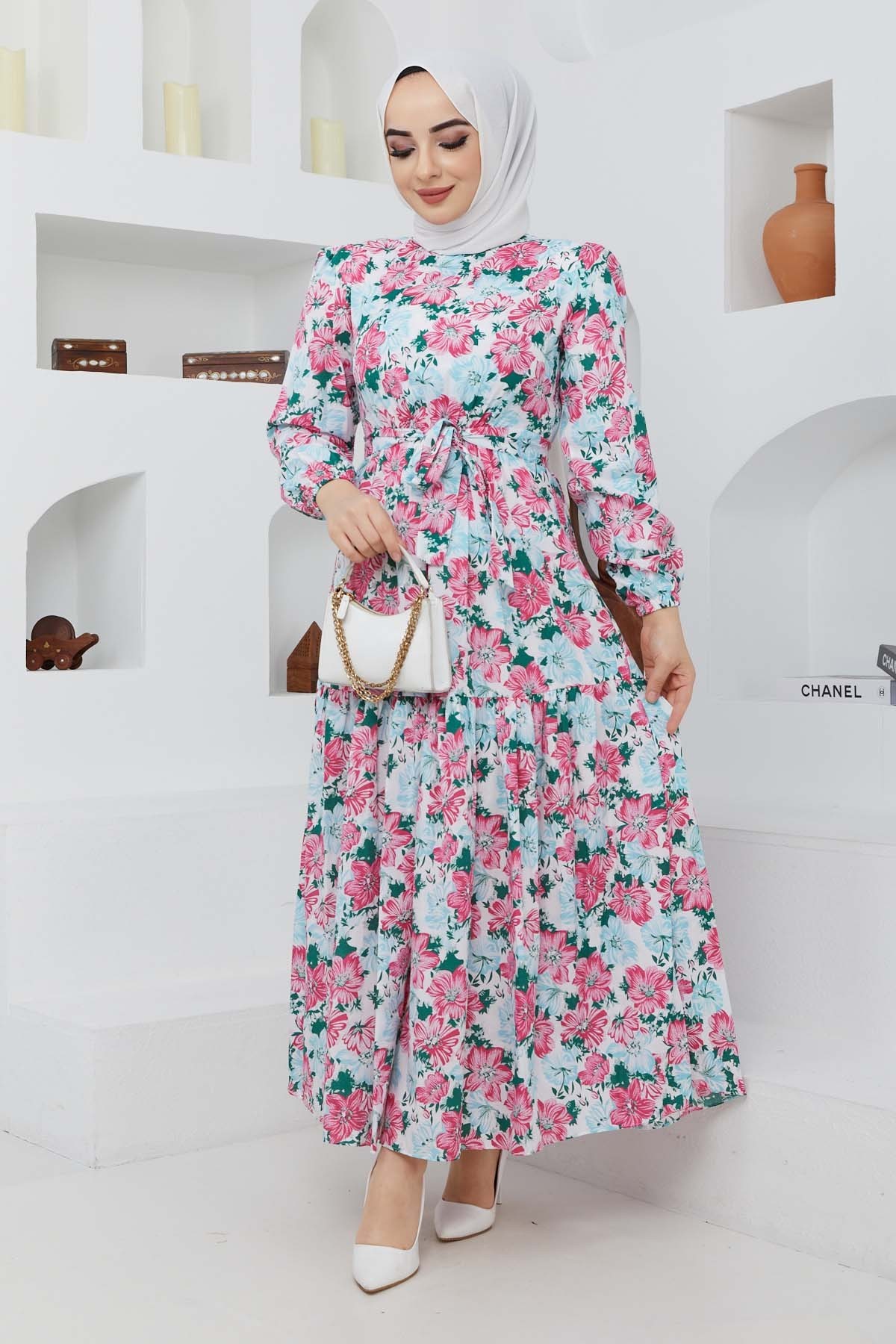 Cankız Çiçek Elbise - Pembe