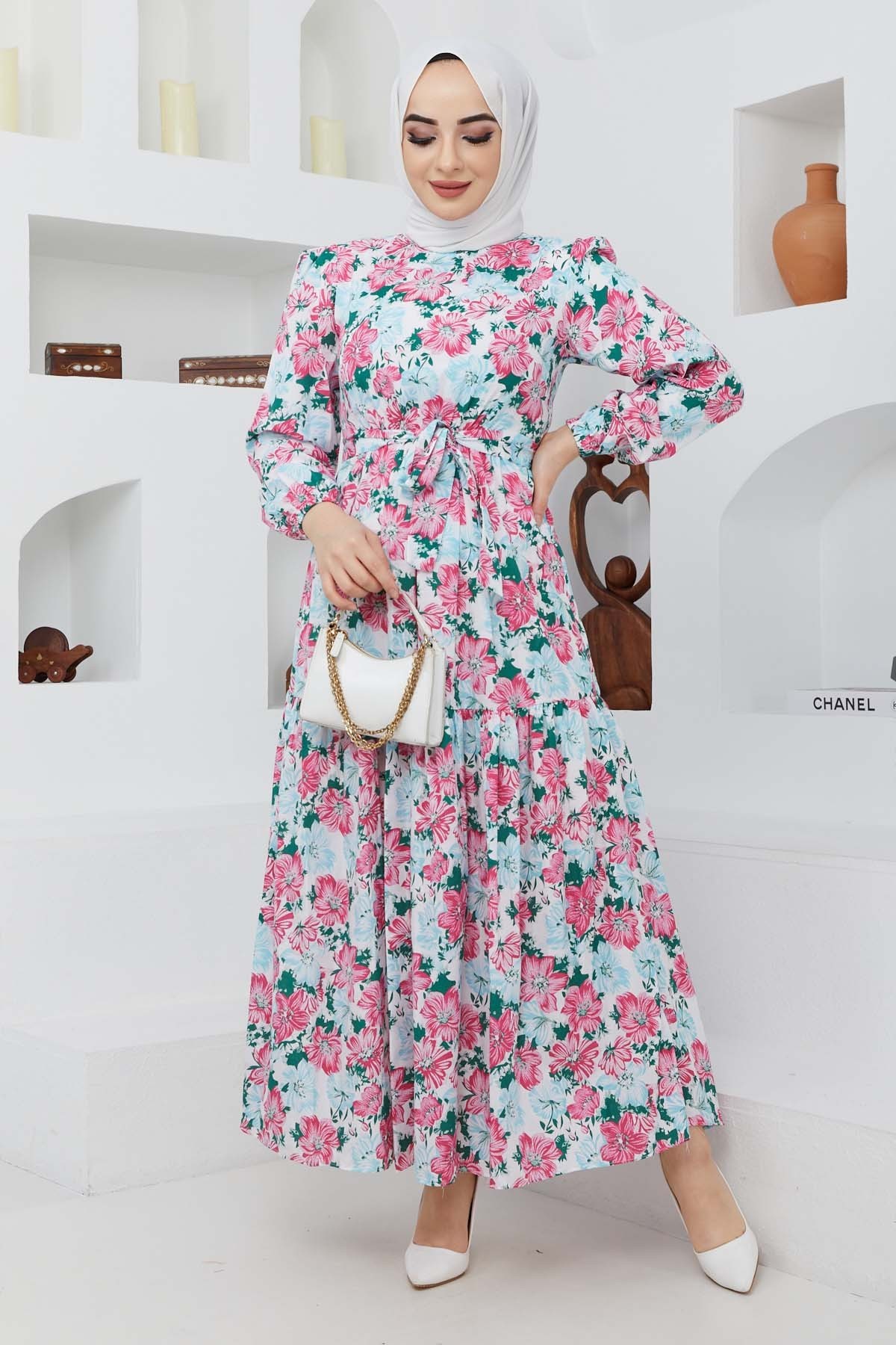 Cankız Çiçek Elbise - Pembe