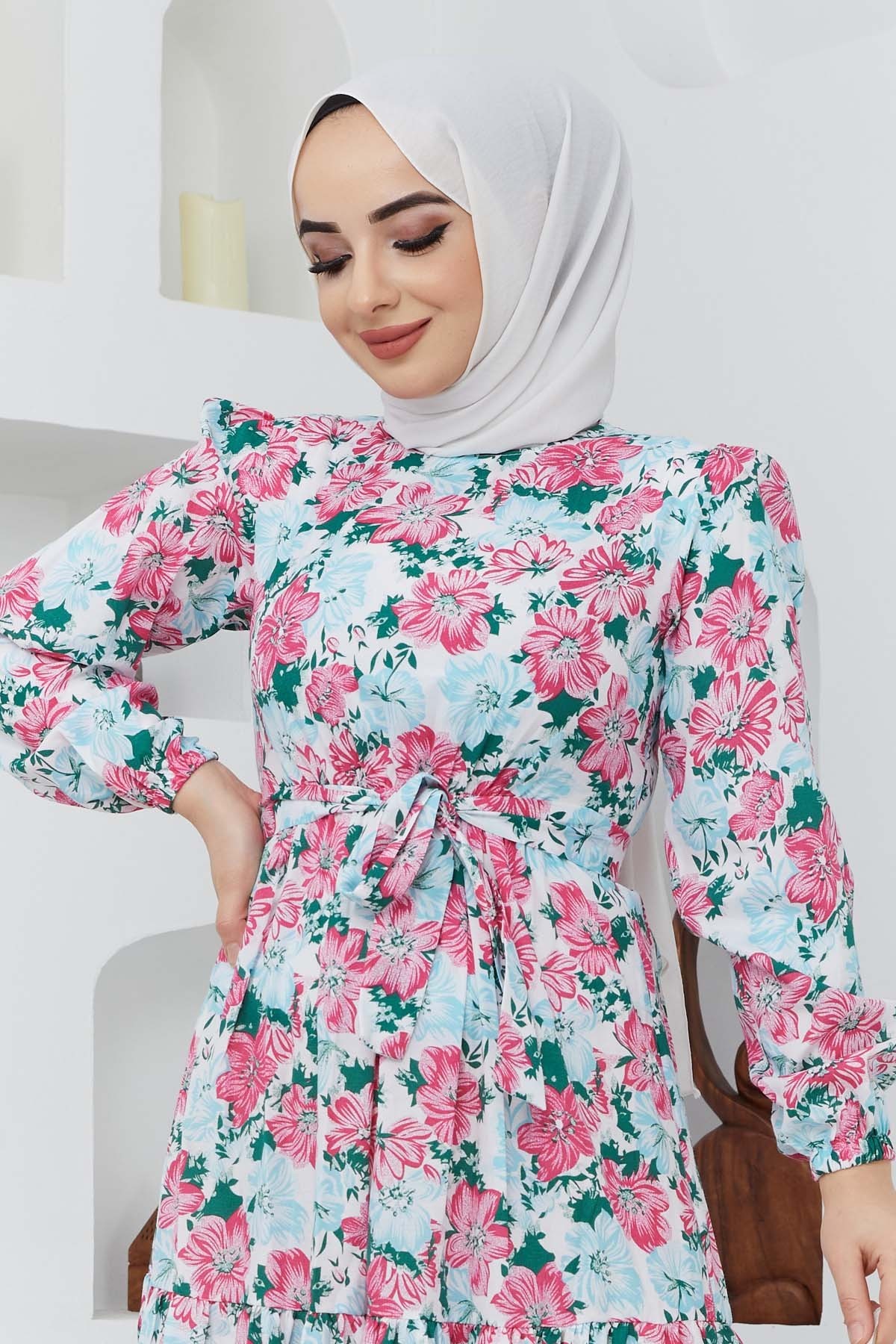 Cankız Çiçek Elbise - Pembe