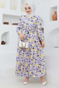 Cankız Çiçek Elbise - Lila