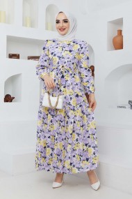 Cankız Çiçek Elbise - Lila