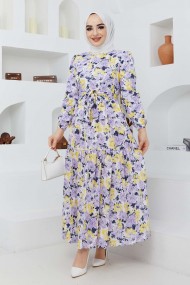Cankız Çiçek Elbise - Lila