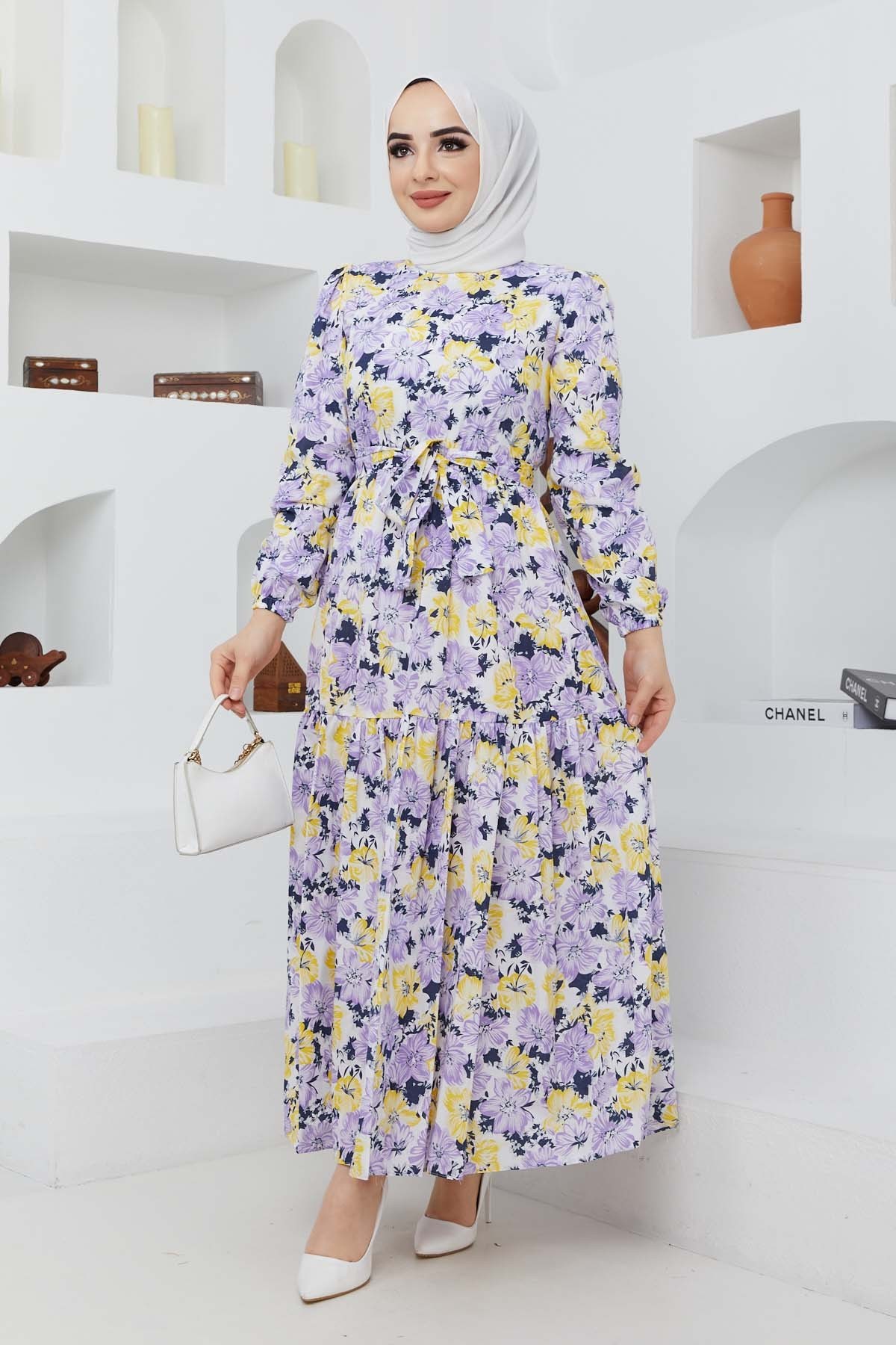 Cankız Çiçek Elbise - Lila