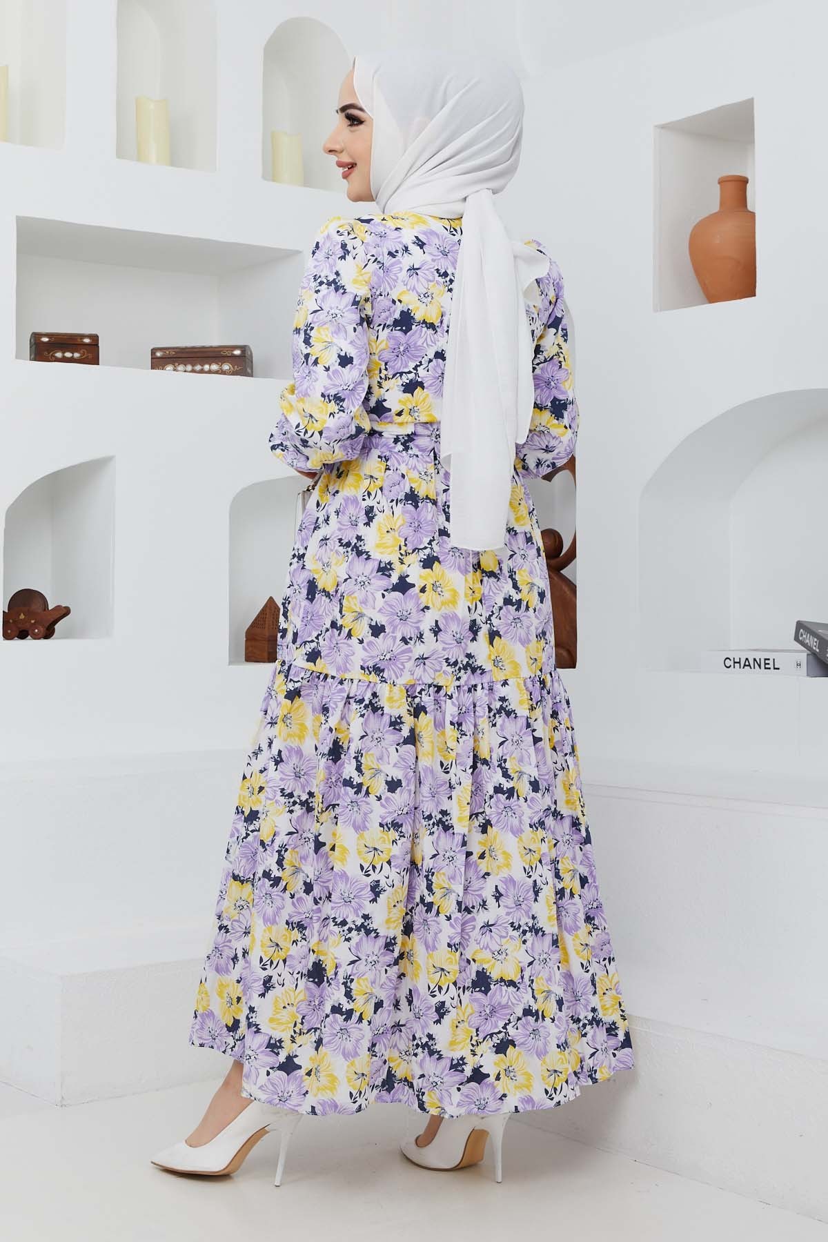 Cankız Çiçek Elbise - Lila