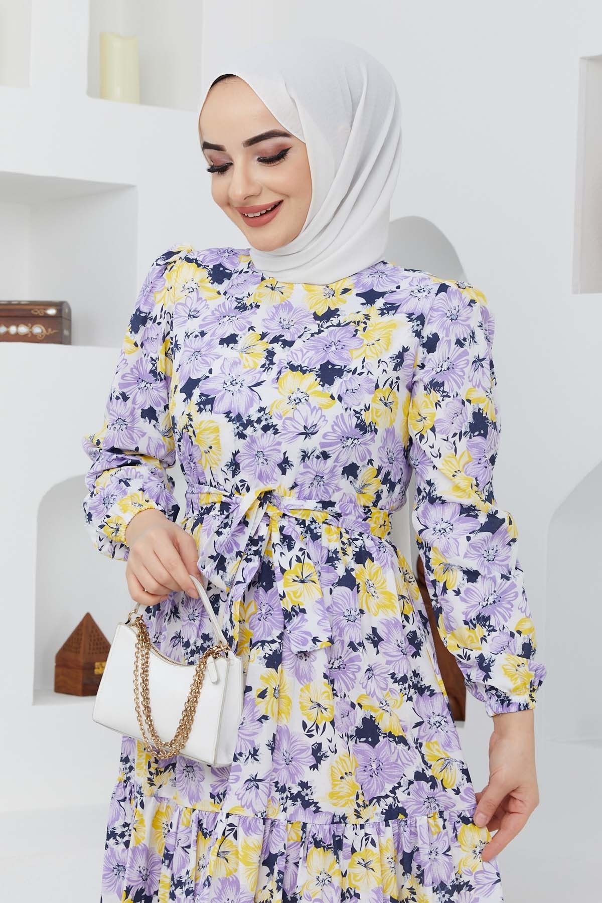 Cankız Çiçek Elbise - Lila