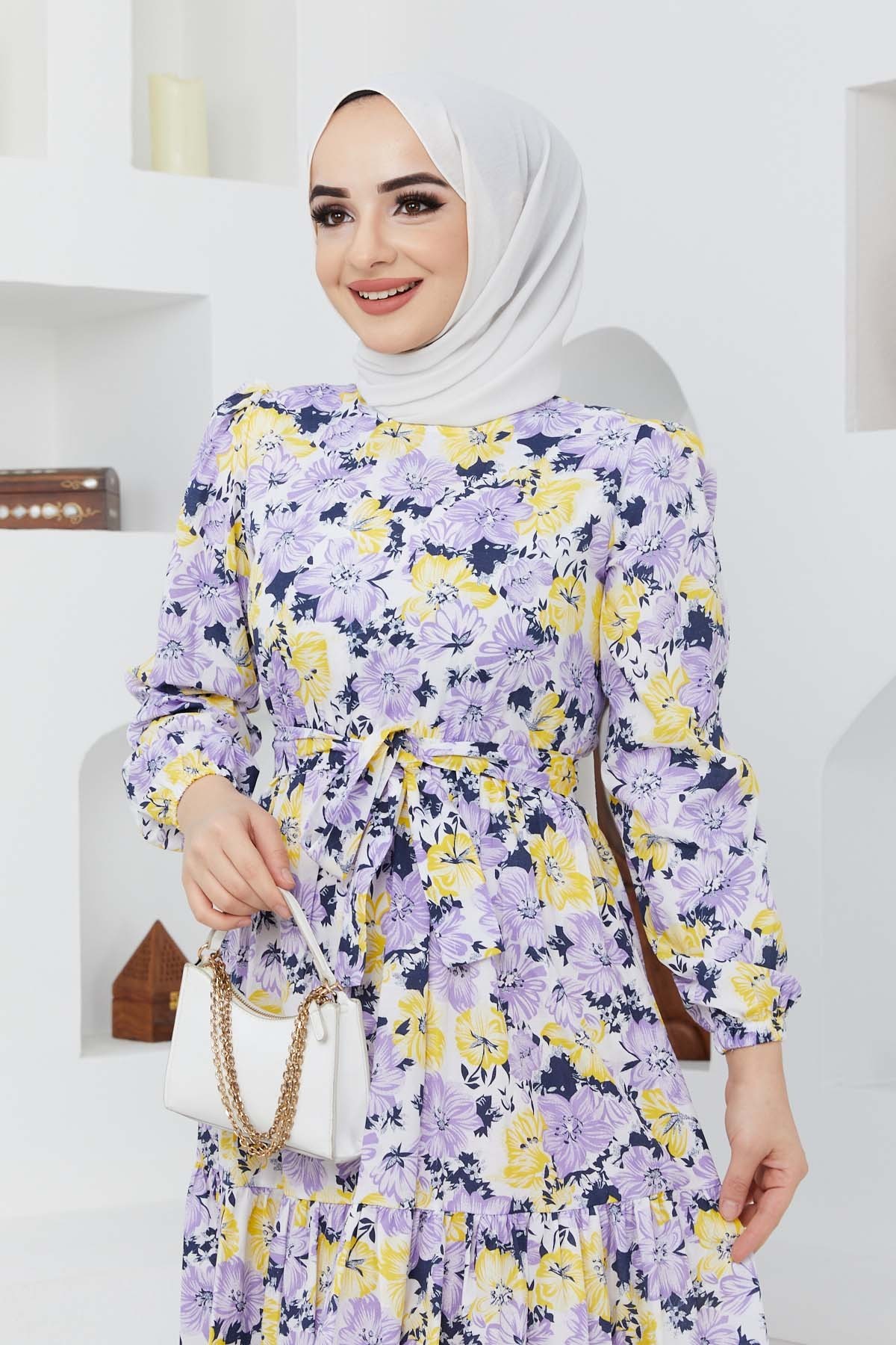 Cankız Çiçek Elbise - Lila