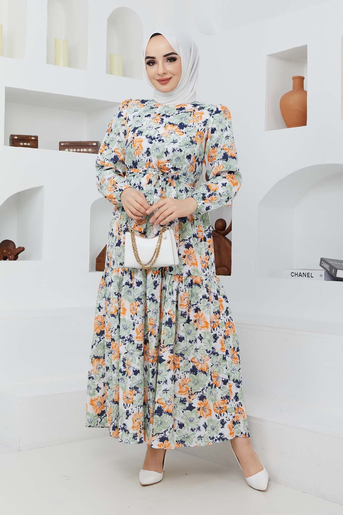 Cankız Çiçek Elbise - Çağla