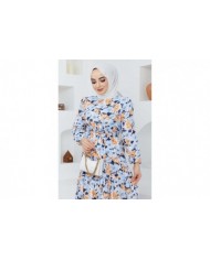 Cankız Çiçek Elbise - Mavi