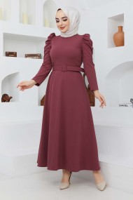 Buket Krep Elbise - Gül Kurusu